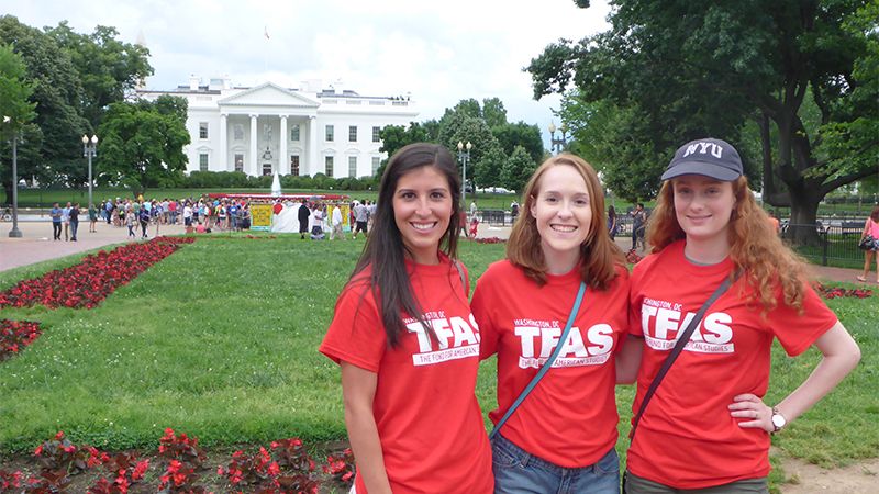 Leadership + the American Presidency students pose outside the White House.