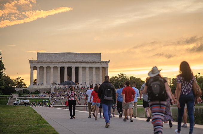 Lincoln Memorial at Dusk After a Rainstorm in Summer