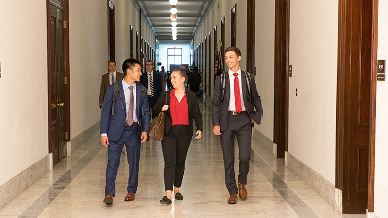 Business + Government Relations students on The Hill.