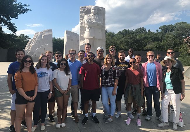 Students in front of the MLK monument.