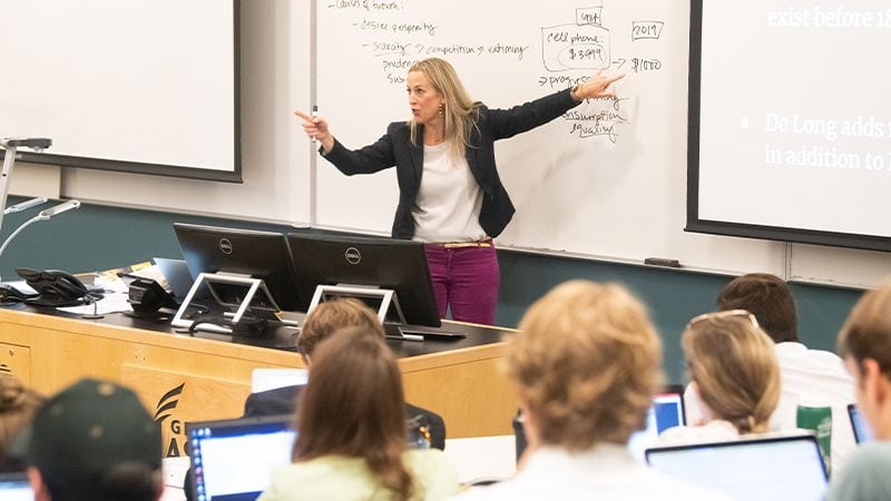 Dr. Anne Bradley teaching International Affairs students.