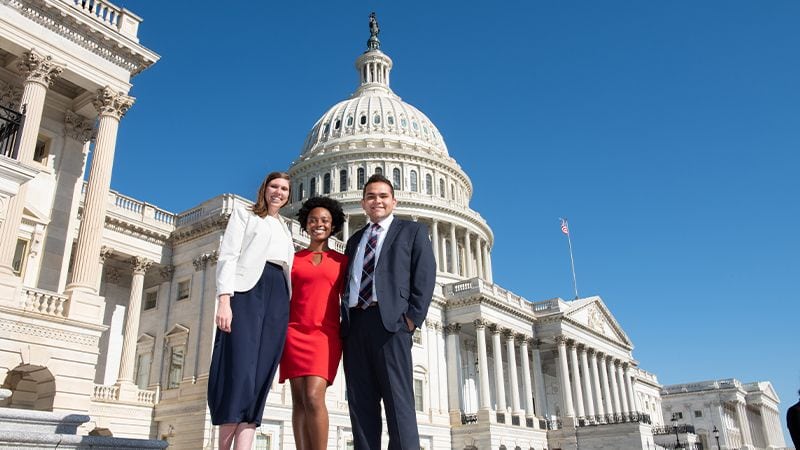 Students on the steps of Capitol HIll.